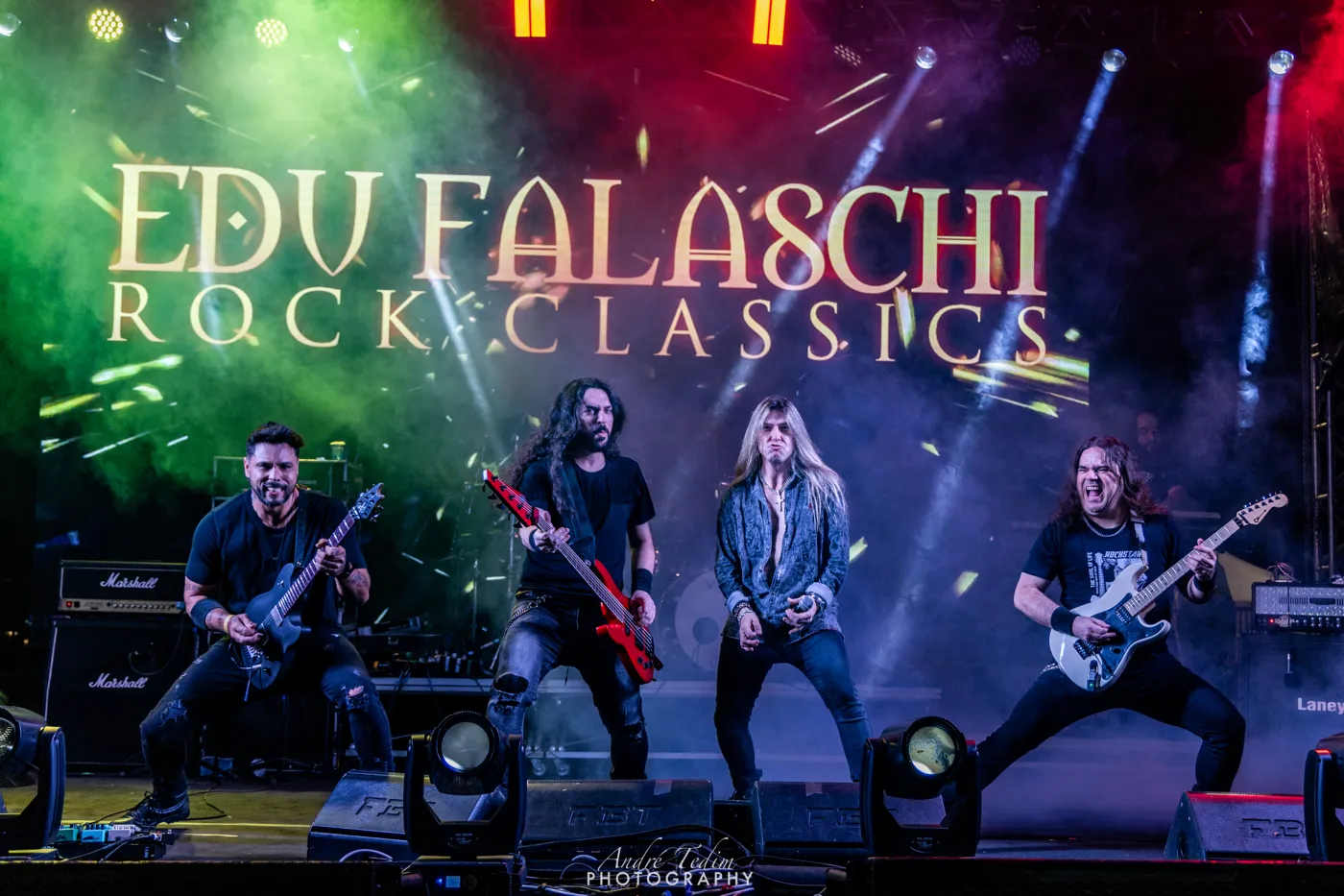 Edu Falaschi and his band on stage under the Edu Falaschi Rock Classics banner